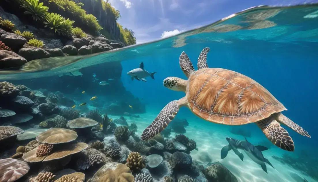 vida marinha na ilha: tartarugas, golfinhos e encontros inesperados