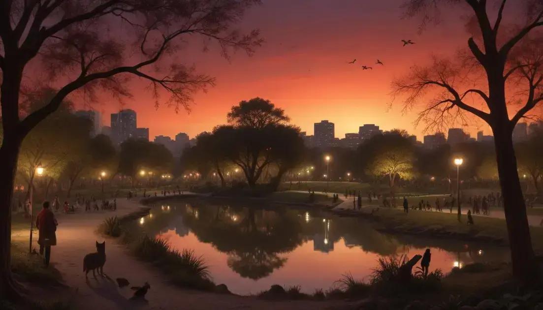 vida noturna dos parques: do pôr do sol ao canto dos sapos