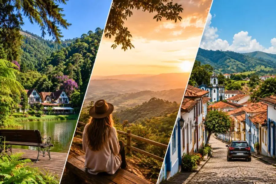 Cidades perto de São Paulo para viajar no fim de semana com estrada e paisagem charmosa ao pôr do sol
